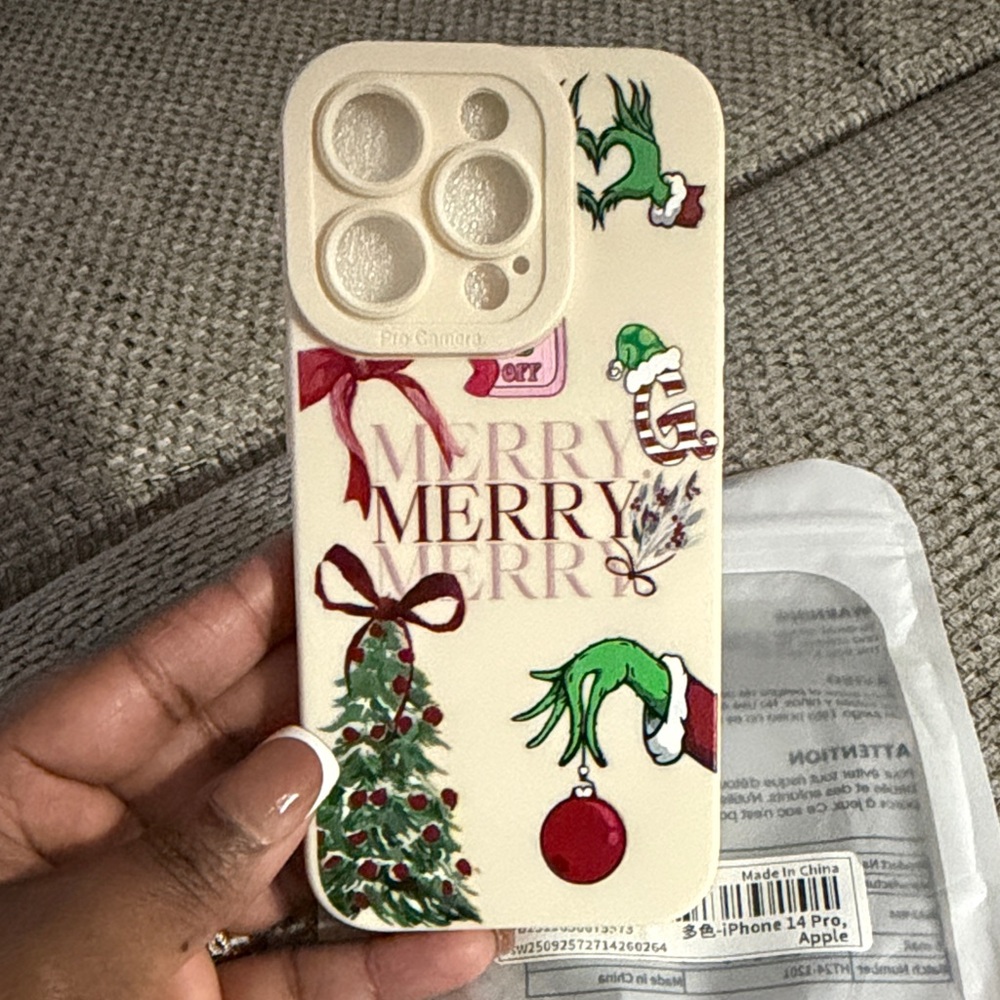 Festive iPhone 14 Pro Case - Cream